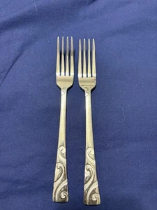 Oneida STANHOPE Set of 2 Stainless Steel Swirl Accent Salad FORKS 7.25" - Picture 1 of 4