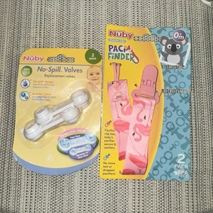 Nuby No-Spill Replacement Valves Brand New In Original Package And Paci Finder - Picture 1 of 4