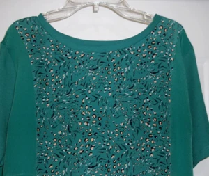 Kachel X Anthropologie Women's SS Top Viscose Silk Blend Floral Green Size 12 - Picture 1 of 6