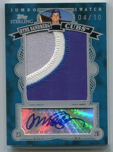 2007 Topps Sterling Swatch Autographs sjs15 Ryne Sandberg Jumbo Patch Auto 4/10
