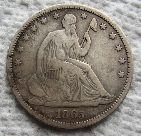1865-S Seated Liberty Half Dollar Rare  Key Civil War Date Higher Grade Cover
