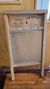 Antique National Washboard Co No.865 Top Notch Glass King Ribbed Glass Washboard - Picture 1 of 2