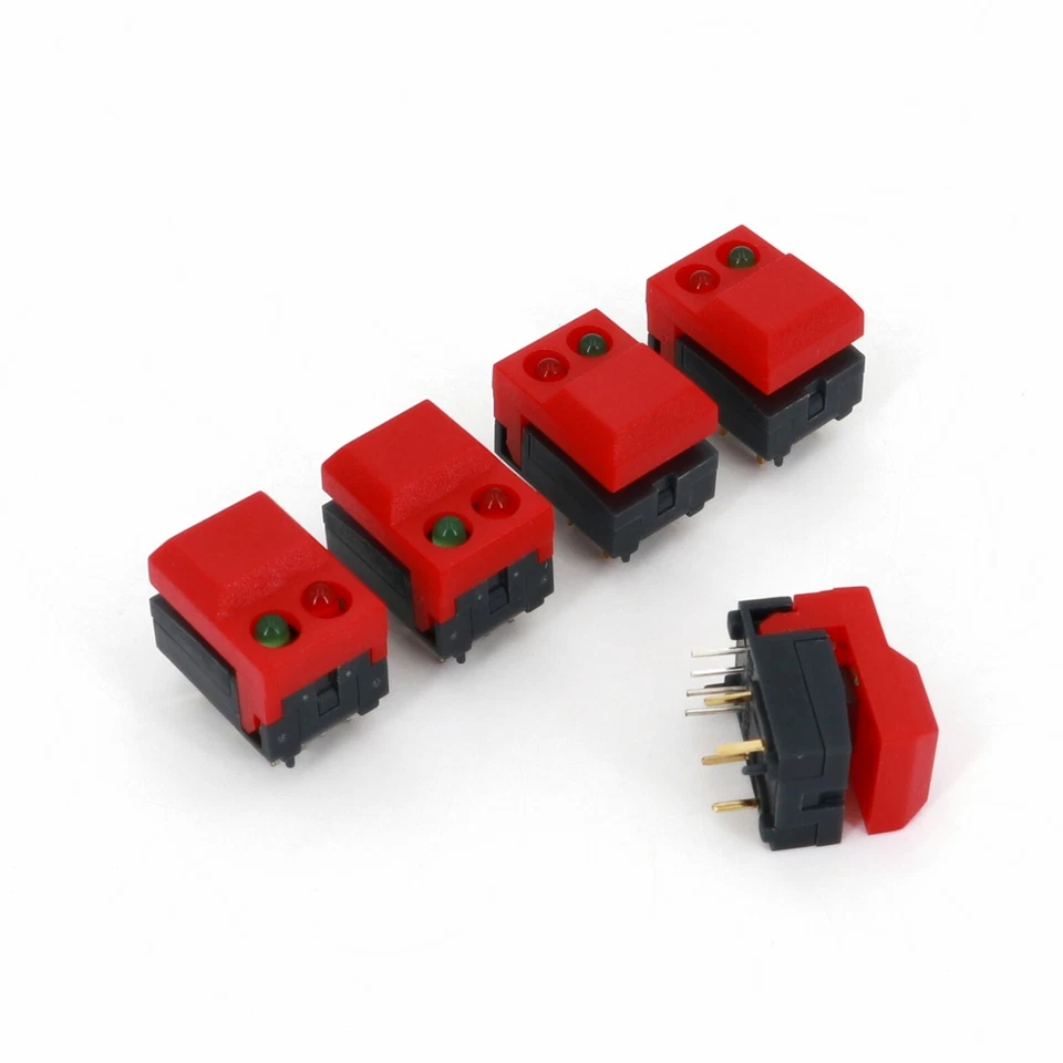 5Pcs Red PB86-A2 8Pin SPDT PCB Square Momentary Push Button Switch With 2 Leds - Image 1 of 4