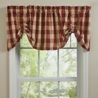 1 Wicklow Garnet Tan Check Farmhouse Country Lined Valance 60" x 20"