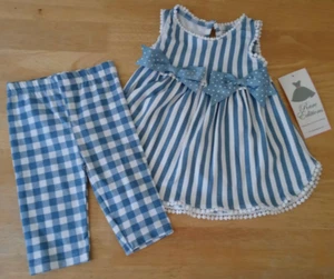 Rare Editions Baby Girls Stripe Checkered Set w Bows/NWT/Size 24M/RTLS $40 - Picture 1 of 12