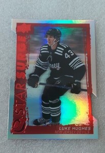 Luke Hughes RED Die Cut 2023-24 Upper Deck Star Surge Rookie RC Card #SS-2