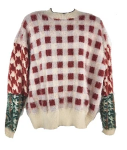 Oversize karierter flauschiger Pullover groß abstrakt tragbar Kunst - Bild 1 von 9