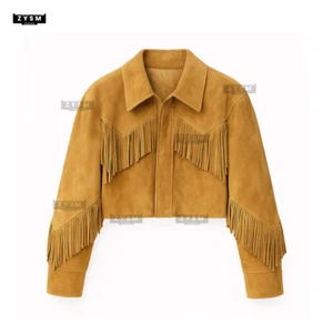 Western Style Real Suede Fringe Leather Jacket for Women-Cowboy Retro - S–5XL - Picture 1 of 11