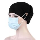Ear Protection Chemo Cap Solid Color Cap Button Render Pleated Turban  Women