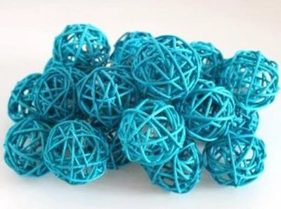 Purist Blue Wicker Cane Rattan LED Party 20 x 5cm Balls 2mtr battery power - Image 1 of 4