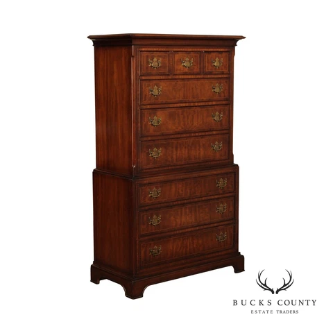 Davis Cabinet Co. Chippendale Style Mahogany Chest on Chest Cover