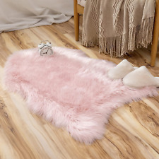 Soft Fluffy Faux Sheepskin Area Rugs Pink 60 X 90 Cm Floor Carpets for Bedrooms 