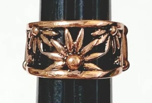 Boho Flowers Copper Stretch Ring, Copper-tone Fashion Ring r-44 - Picture 1 of 5