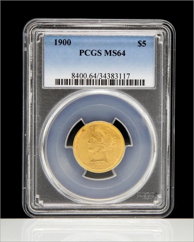 1900 $5 Gold Liberty PCGS MS64 - Beautiful Coin Cover