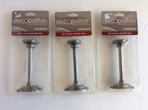 NUEVO Decopolitan 5 in. Retención para bufandas y torsos con pestañas. Lote de 3 níquel cepillado - Imagen 1 de 3