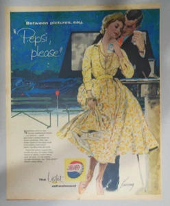 Pepsi Cola Ad: Between Pictures, Say Pepsi Please from 1958 Size: 11 x 14 inches - Picture 1 of 1