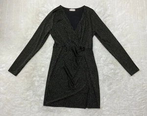 Vestido envolvente sintético Alterd State Juniors talla L manga larga negro dorado a rayas - Imagen 1 de 10