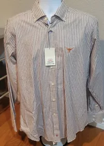 NWT Mens Shirt Univ. of Texas Large Thomas Dean Stripe Button Up Long Sleeve - Picture 1 of 10