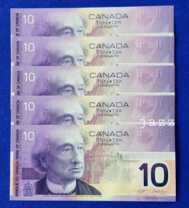 Billete de Canadá 2001 $10 diez dólares Knight & Dodge BC-36b UNC números secuenciales - Imagen 1 de 2