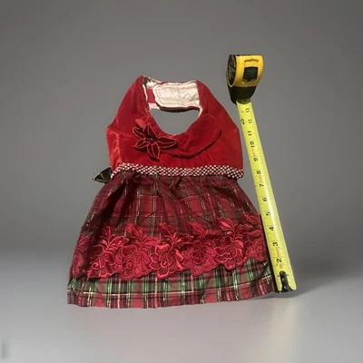Dog Dress Custom Velvet Luxury Red Holiday Christmas Beaded M - Image 1 of 4