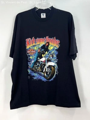 Camiseta Holoubek Harley Davidson Para Hombres Negra Kick Some Thunder Puntada Única XXL Foto 1 de 4