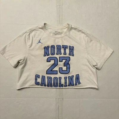 Michael Jordan Shirt Womens Medium White Nike T North Carolina Tar Heels Cropped - Image 1 of 4