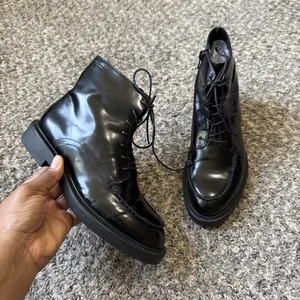 Vagabond Shoemakers Schwarz Lackleder Stiefeletten Schnürung Reißverschluss Combat 36 US 6 - Bild 1 von 7