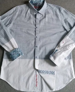 Robert Graham Hemd Herren XL Colorblock strukturiert Knopfleiste Flip Manschetten gebraucht, in einwandfreiem Zustand - Bild 1 von 13