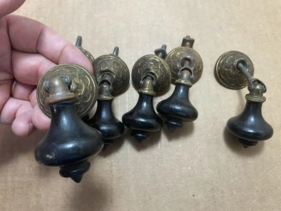 RARE ANTIQUE TEARDROP BLACK EBONIZED VICTORIAN PULL PRICED PER PULL BEAUTIFUL! - Image 1 of 4