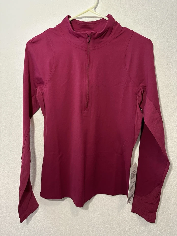 Tenis de manga larga para mujer Lululemon Nulux media cremallera. Púrpura magenta, talla 8 Foto 1 de 4