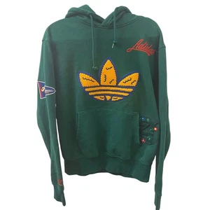 Felpa con cappuccio Adidas verde college team badge logo taglia small - Foto 1 di 7