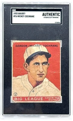 1933 Goudey #76 Mickey Cochrane SGC AUTHENTIC - Image 1 of 2