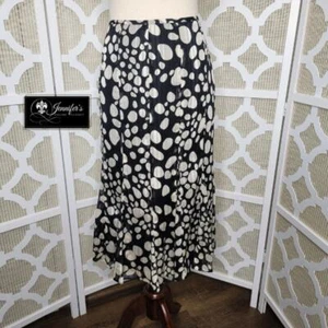 Kasper Women's Black & Cream Chiffon Polka Dot Lined Fit & Flare Skirt Size 12 - Picture 1 of 7