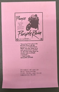 Prince - Purple Rain - Buck Auditorium Flyer Promotional Admission Sheet - Picture 1 of 1