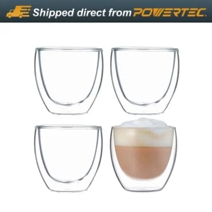 Blue Brew 2,5 Unzen Doppelwandige Isolierglas Kaffeetassen, 4er Set (75 ml) - Bild 1 von 8