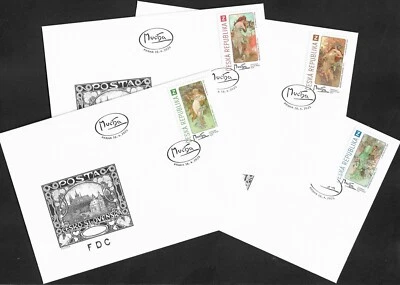 Czech Republic  2025 FDC Pof 1314-1317 The Four Seasons by Alfons Mucha. - Image 1 of 4