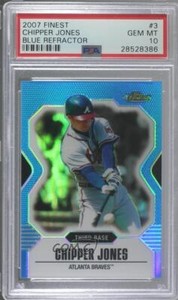 2007 Topps Finest Blue Refractor 63/399 Chipper Jones #3 PSA 10 GEM MT HOF