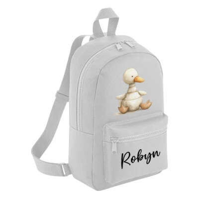 GROOVY INKS LTD Personalisierter Mini-Rucksack Ente Entlein Schulanfang Kinder individuell Kindergartentasche