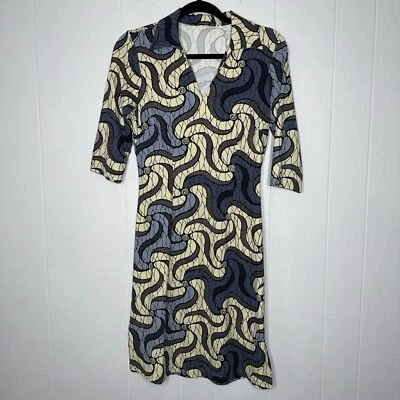 Vestido Vaina J. McLaughlin Para Mujer Geo Abstracto Elastizado Azul Talla XS Foto 1 de 4