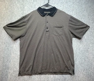 Greg Norman Hemd Herren Large schwarz hellbraun gestreift Kurzarm Golf Polo - Bild 1 von 13