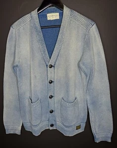 Ralph Lauren Medium Ocean Blue Ombré Cardigan Sweater RRL Polo Aran Cable Knit - Picture 1 of 7
