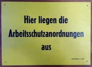 DDR Kunststoff Schild "Arbeitsschutzanordnungen" | Dewag - Bild 1 von 2