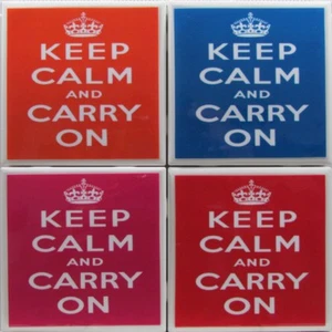 Ceramic Tile Coaster - Keep Calm - Set of 4 - (Buy Any 2 Sets-Get 1 Set Free) A - Picture 1 of 7