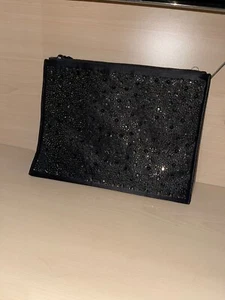 Karen Millen Black Satin Clutch with Crystals - Picture 1 of 5