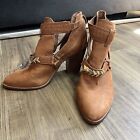 Gianni Bini Booties with Gold Embellishments Ankle Buckle US  9 Cognac Leather