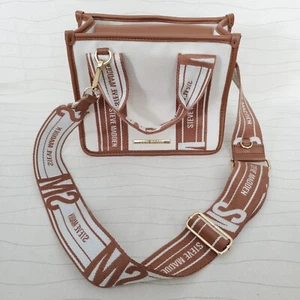 Steve Madden Viral TikTok Purse Bwebber Canvas Creme Brown Crossbody Tote - Picture 1 of 10