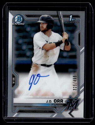 J.D. Orr 2021 Bowman Chrome 1st Refractor Autograph Auto Card /499 #CPA-JO - Image 1 of 2