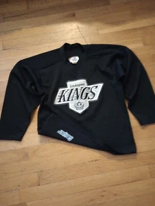 Vintage Los Angeles Kings Solid Black Hockey Jersey By Cooper Boys M Rare! - Picture 1 of 4