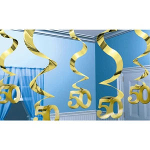 Decorazione festa - oro - 5 pz spirali decorative matrimonio dorato 61 cm decorazione da appendere - Foto 1 di 1