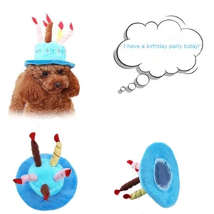 Dog Cat Birthday Cake Hat Birthday Party Costume Headdress Beanies Hat Pet Cap - Picture 1 of 11